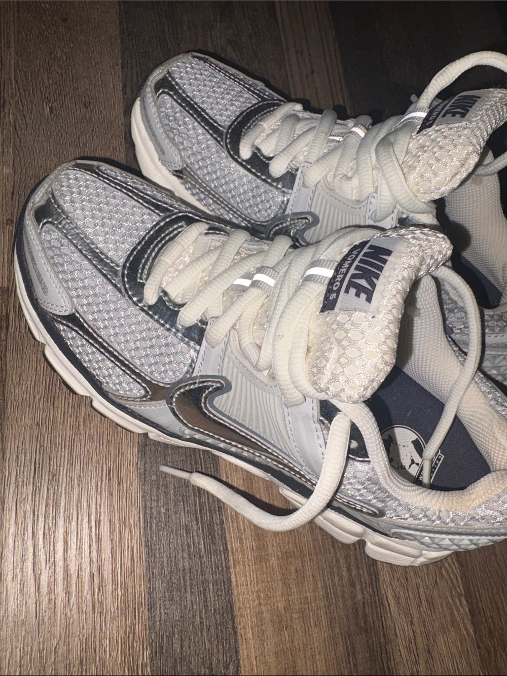 Nike Kids White and Silver Athletic Sneakers